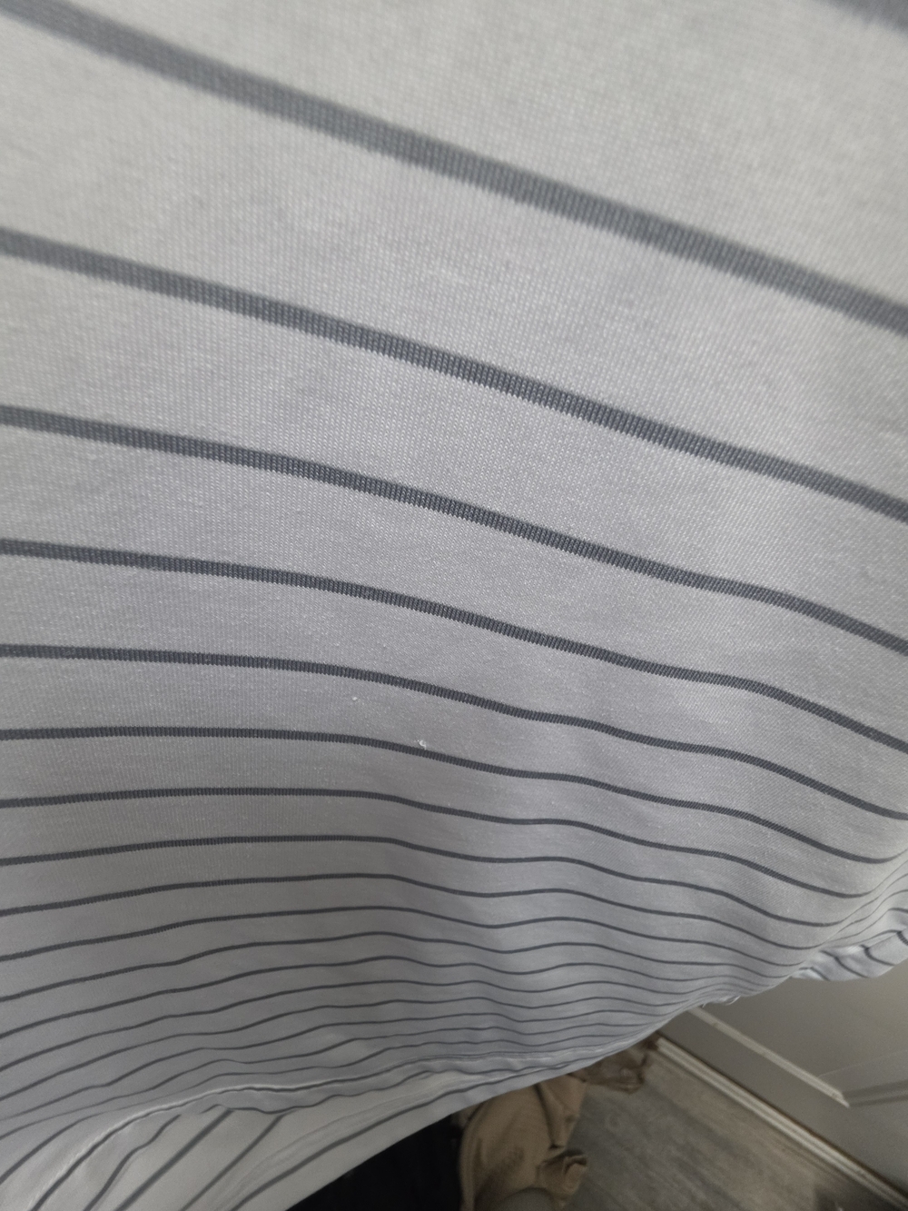 Under Armour Men’s White Polo with Thin Gray Stripes - Picture 3 of 4